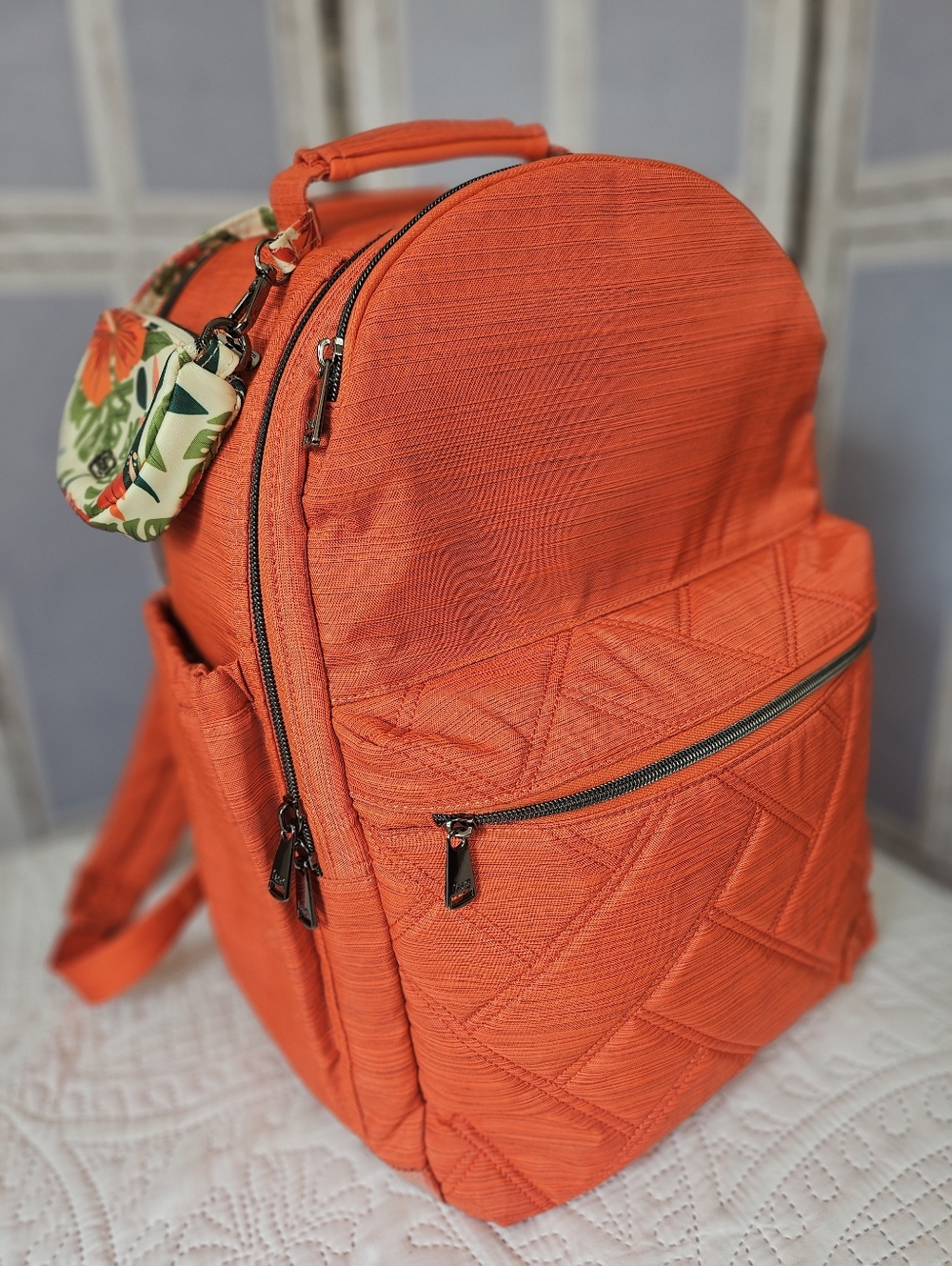 NWOT Lug Summit Backpack In Brushed Papaya & Matching Wristlet, $78 Retail, FLAW